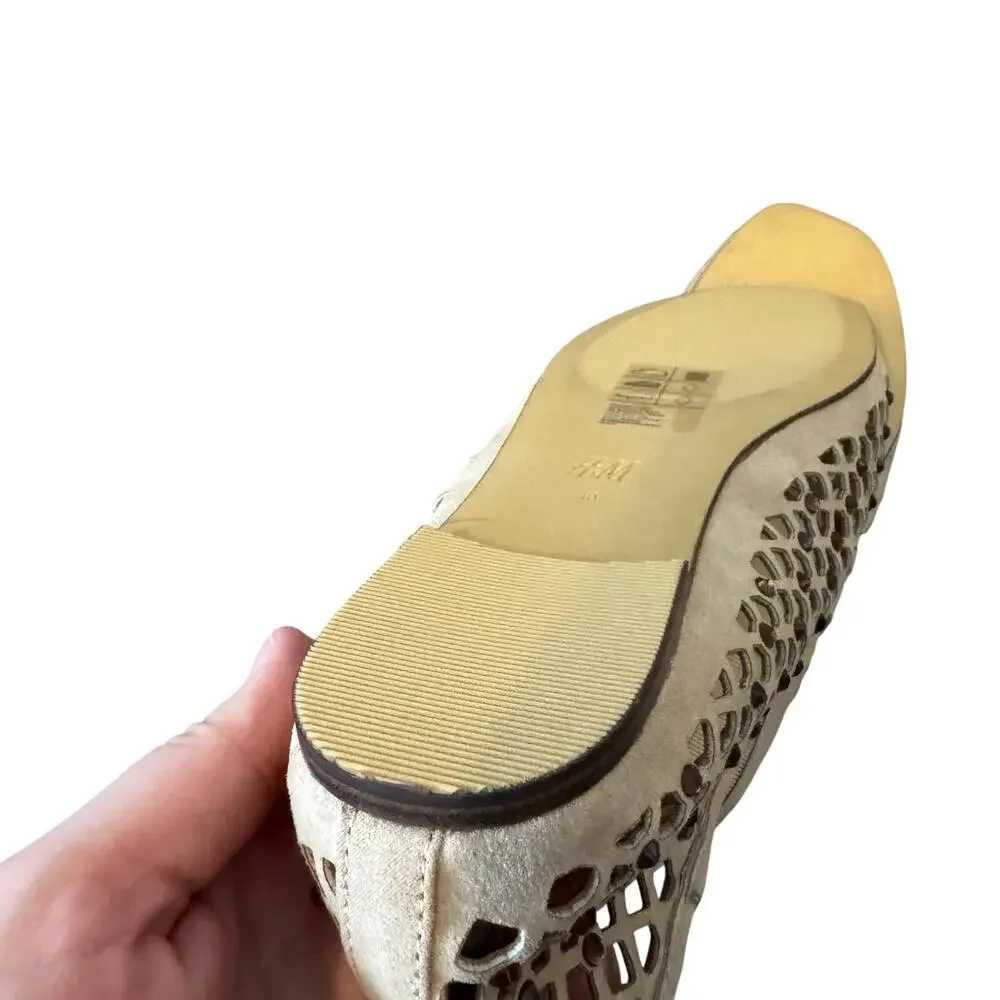 H&M Tan Rhinestone Embellished Flats